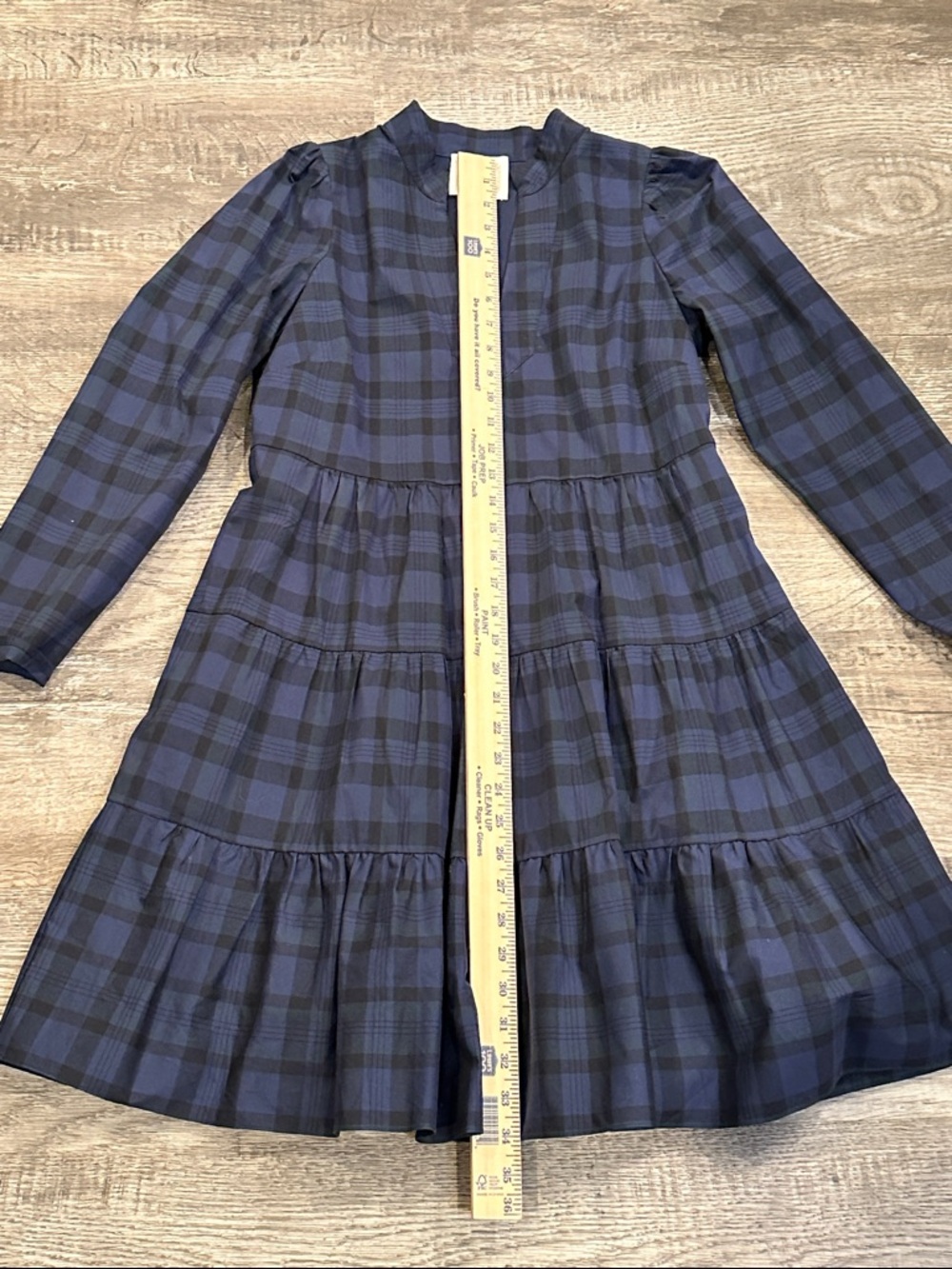 Sail to Sable Navy Plaid Tiered Mini Dress Size Small‎ - Picture 3 of 8